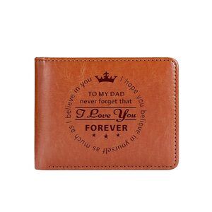 7036 To My Dad Leather Wallet Engraved Personalized Bi-Fold Wallet Brown